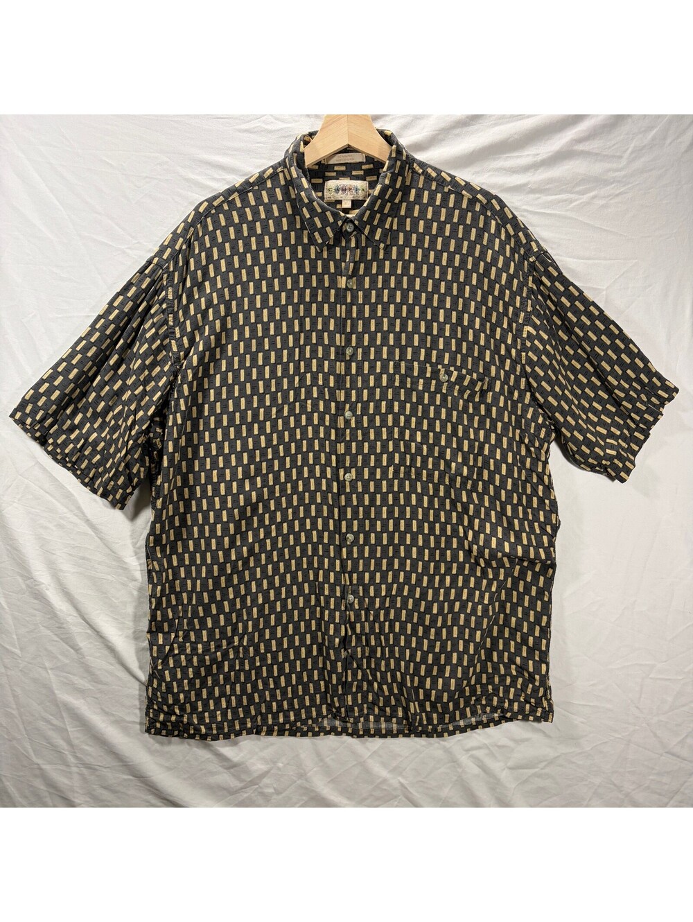 Short Sleeve Button Up Geometric Oversized
